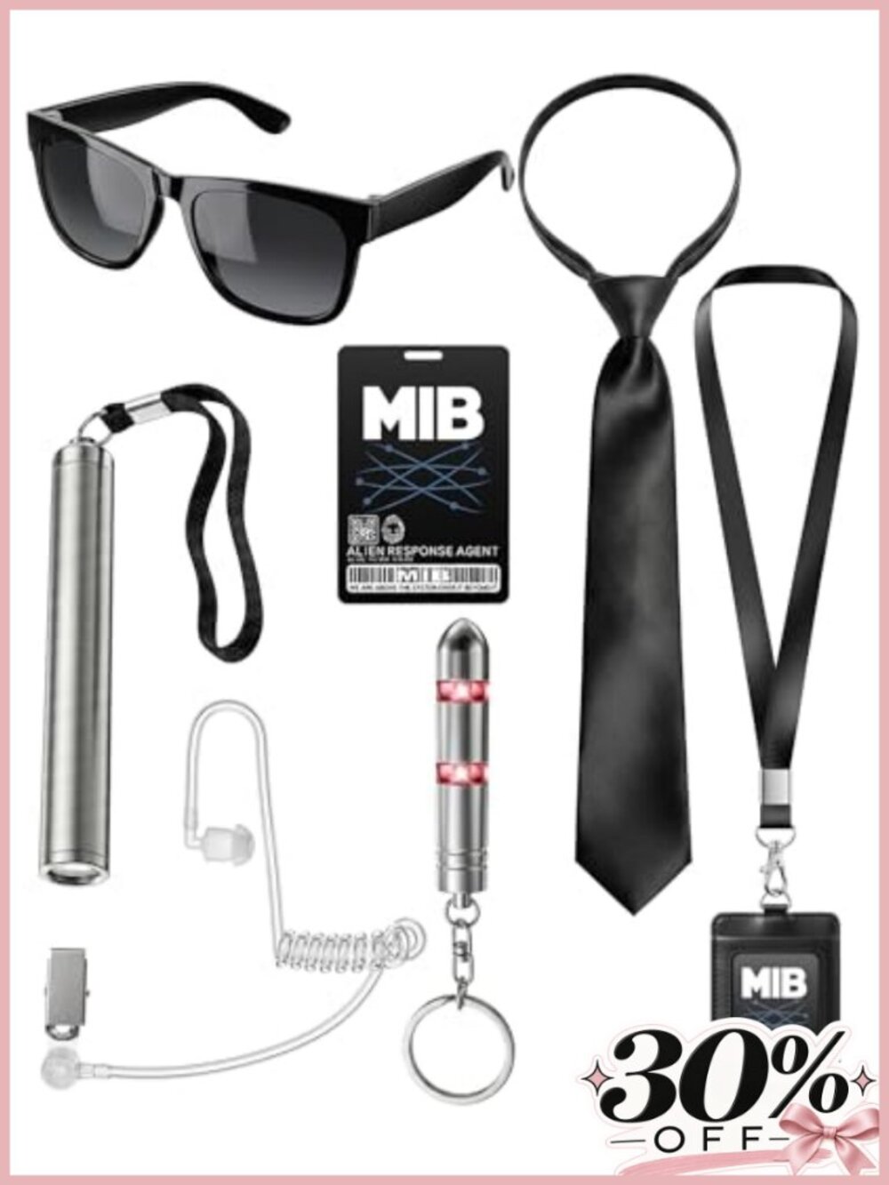 Secret Agent Costume Set Spy Accessories Halloween Role Play